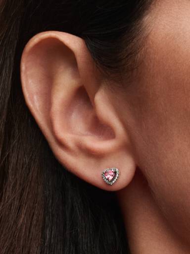 Elevated Pink Heart Stud Earrings
