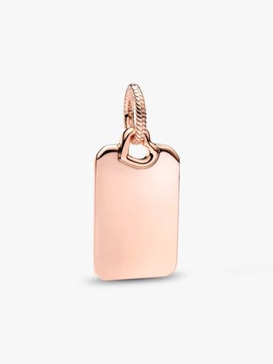 Engravable rectangle 14k rose gold-plated pendant