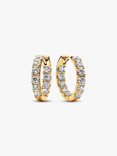 Sparkling Row Eternity Hoop Earrings