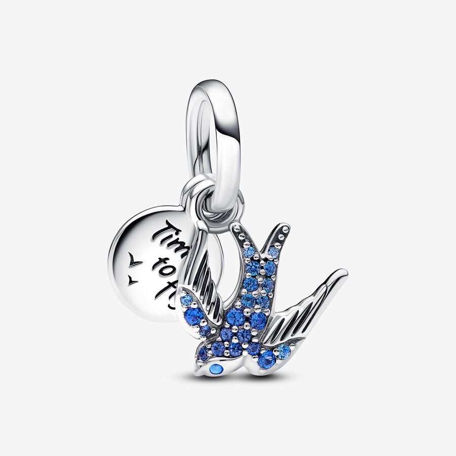 Sparkling Swallow & Quote Double Dangle Charm image number 0