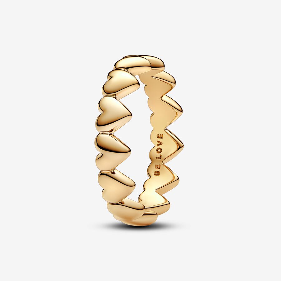 Funky Rings Pandora BE LOVE Row of Hearts Ring Set | Two-tone | Pandora AU