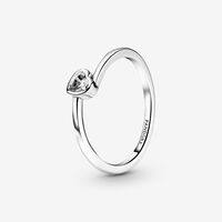 Clear Tilted Heart Solitaire Ring | Sterling silver | Pandora AU