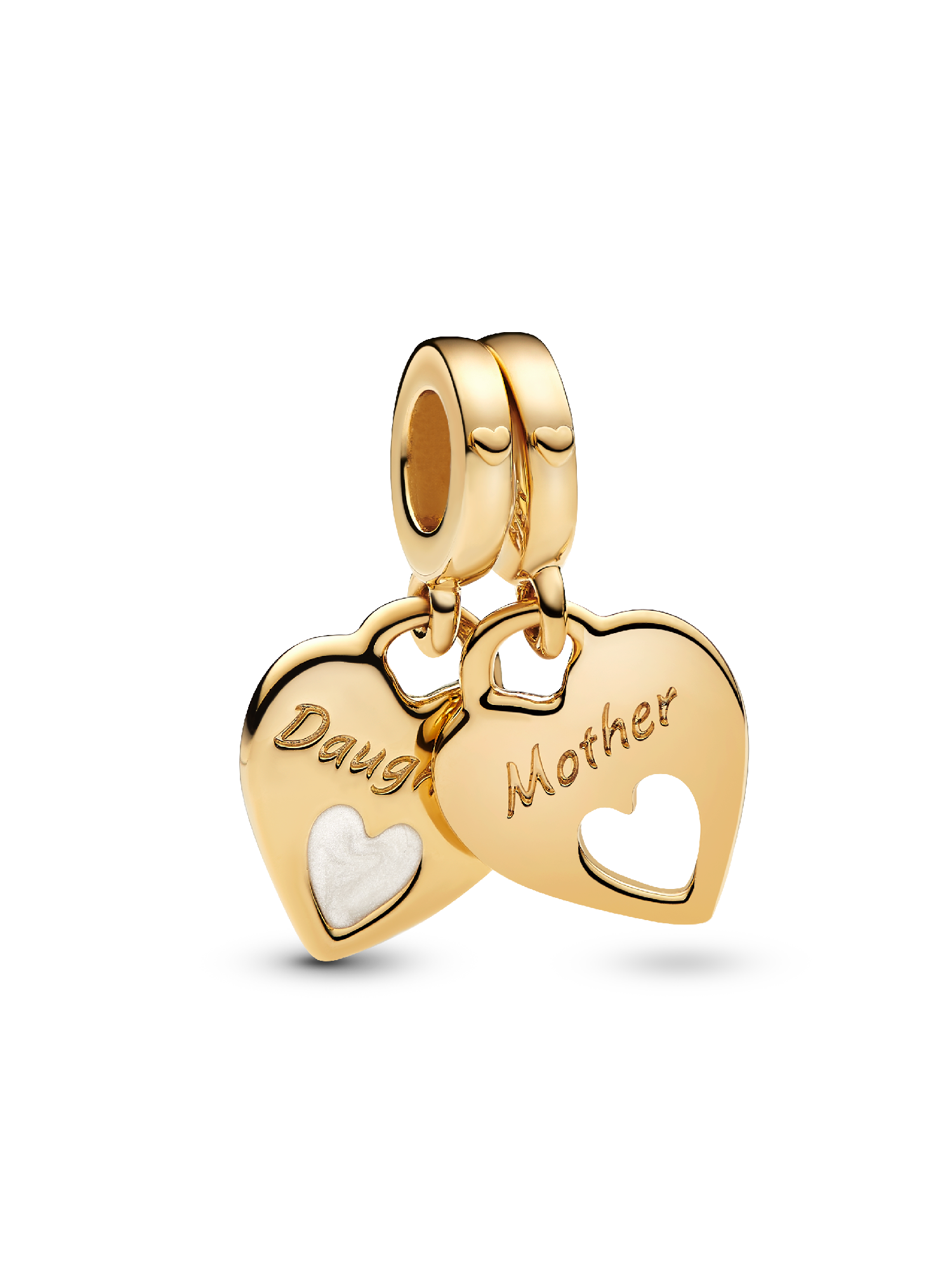Mother & Daughter Double Heart Split Dangle Charm