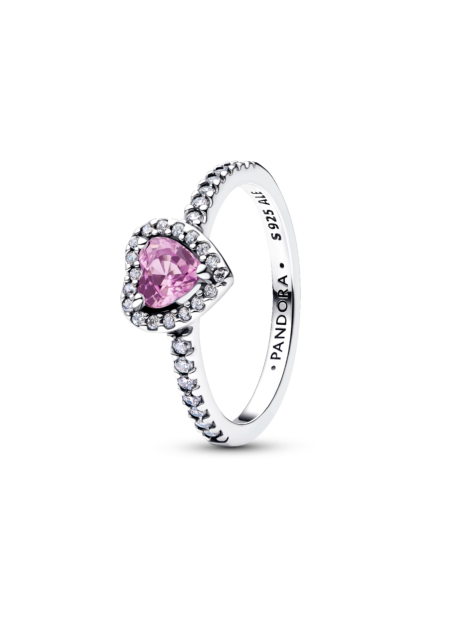 February Crystal Birthstone Elevated Light Purple Heart Ring