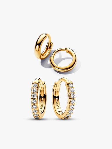 Sparkling & Round Huggie Hoop Earrings Set