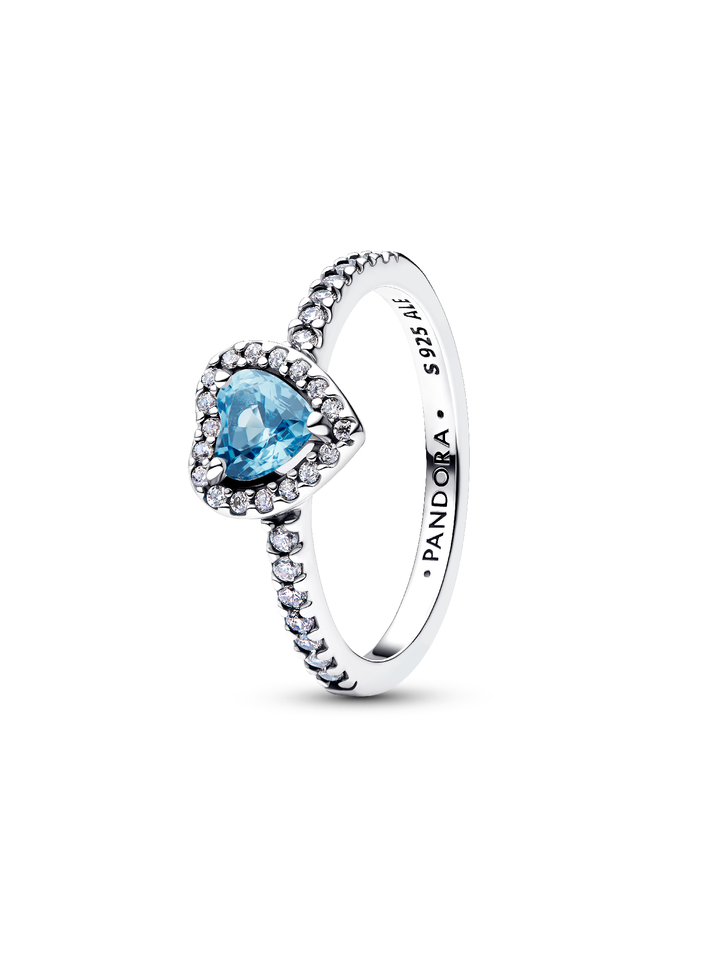 March Crystal Birthstone Elevated Light Blue Heart Ring