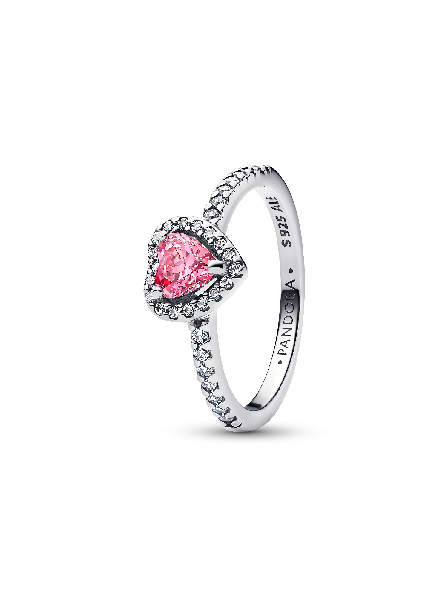 October Crystal Birthstone Elevated Pink Heart Ring
