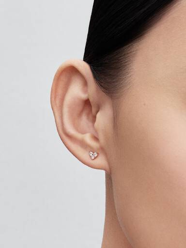 Heart 14k rose gold-plated stud earrings with clear cubic zirconia