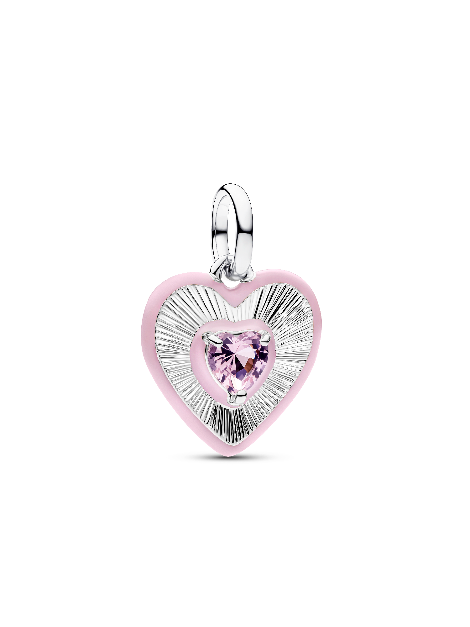 Radiating Pink Heart Medallion Charm