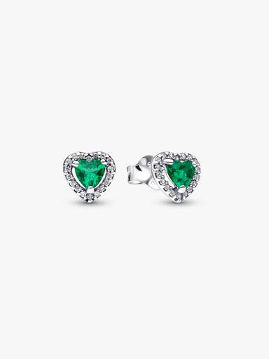 Elevated Green Heart Stud Earrings