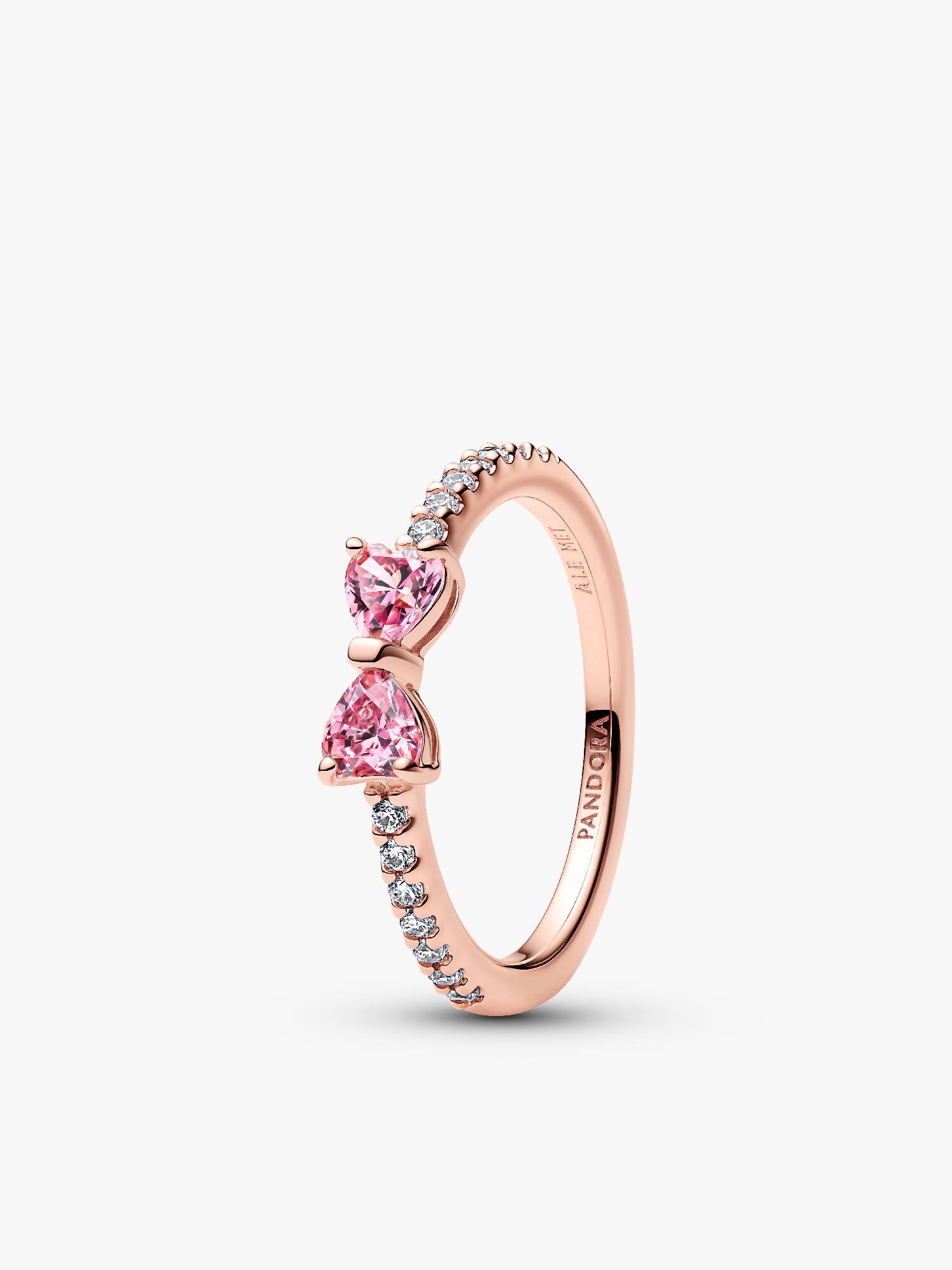 Bow 14k rose gold-plated ring with fancy pink and clear cubic zirconia