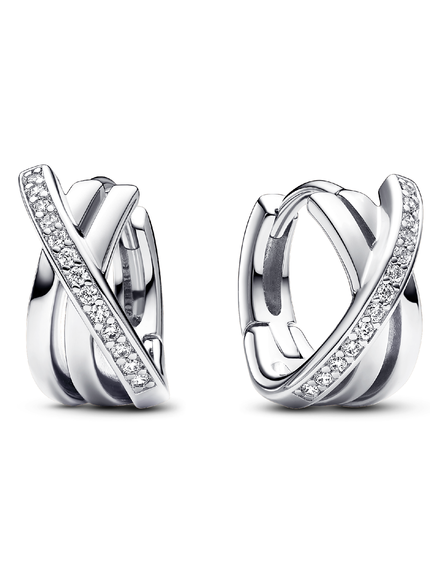 Crossover Pavé Hoop Earrings