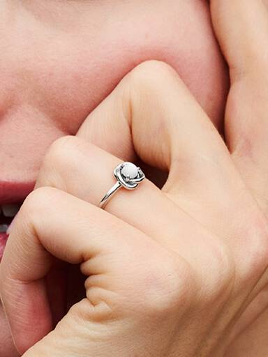 June White Mother of Pearl Birthstone Eternity Circle Ring