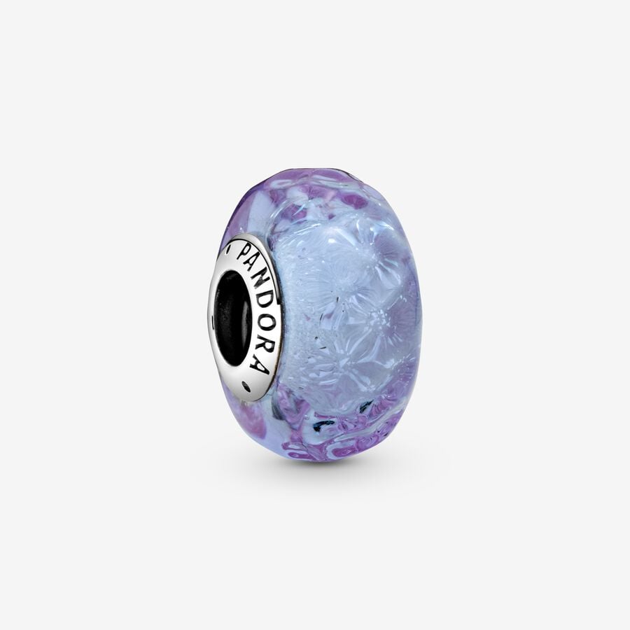 Wavy Lavender Murano Glass Charm image number 0