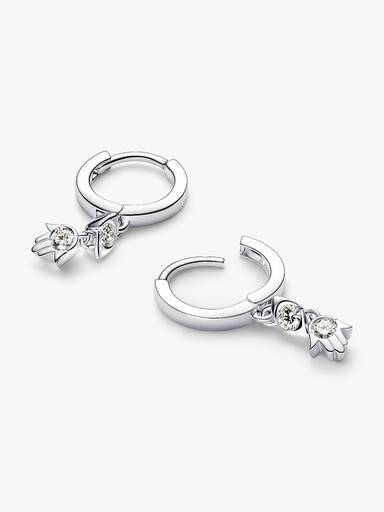 Sterling Silver Lab-Grown Diamond Evil Eye & Hamsa Hand Dangle Earrings