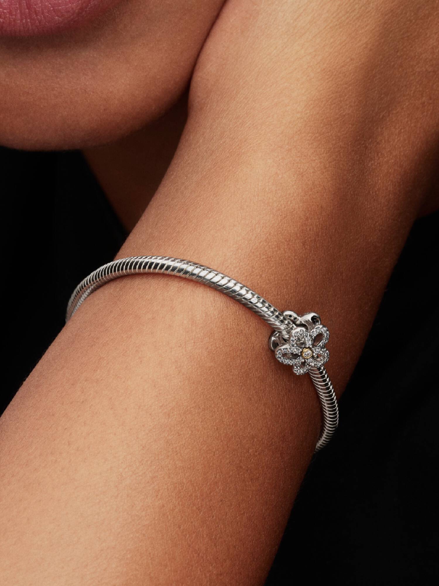 Pavé Flower Openwork Charm