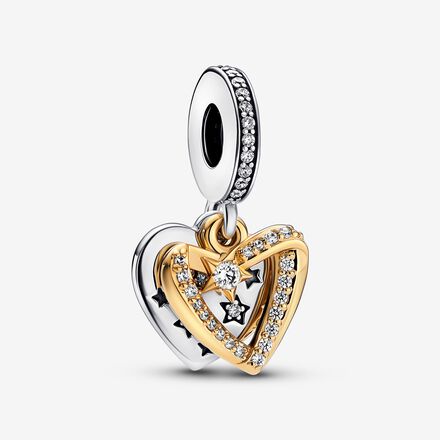 Two-tone Padlock Splittable Heart Charm Key Ring Set