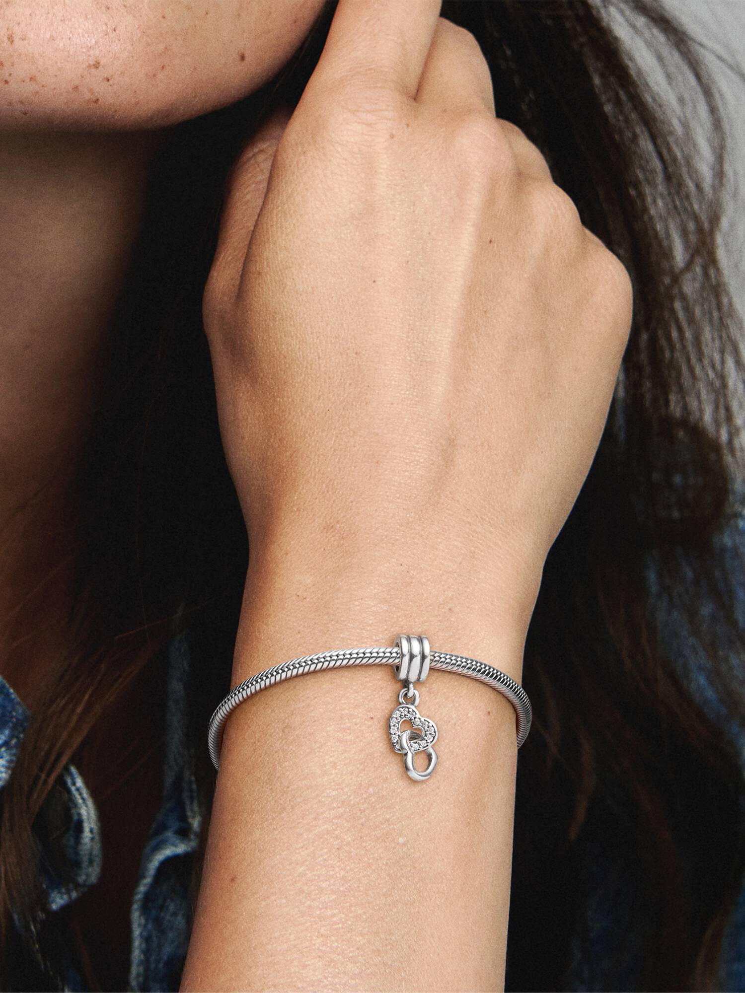 Interlocking Hearts Dangle Charm