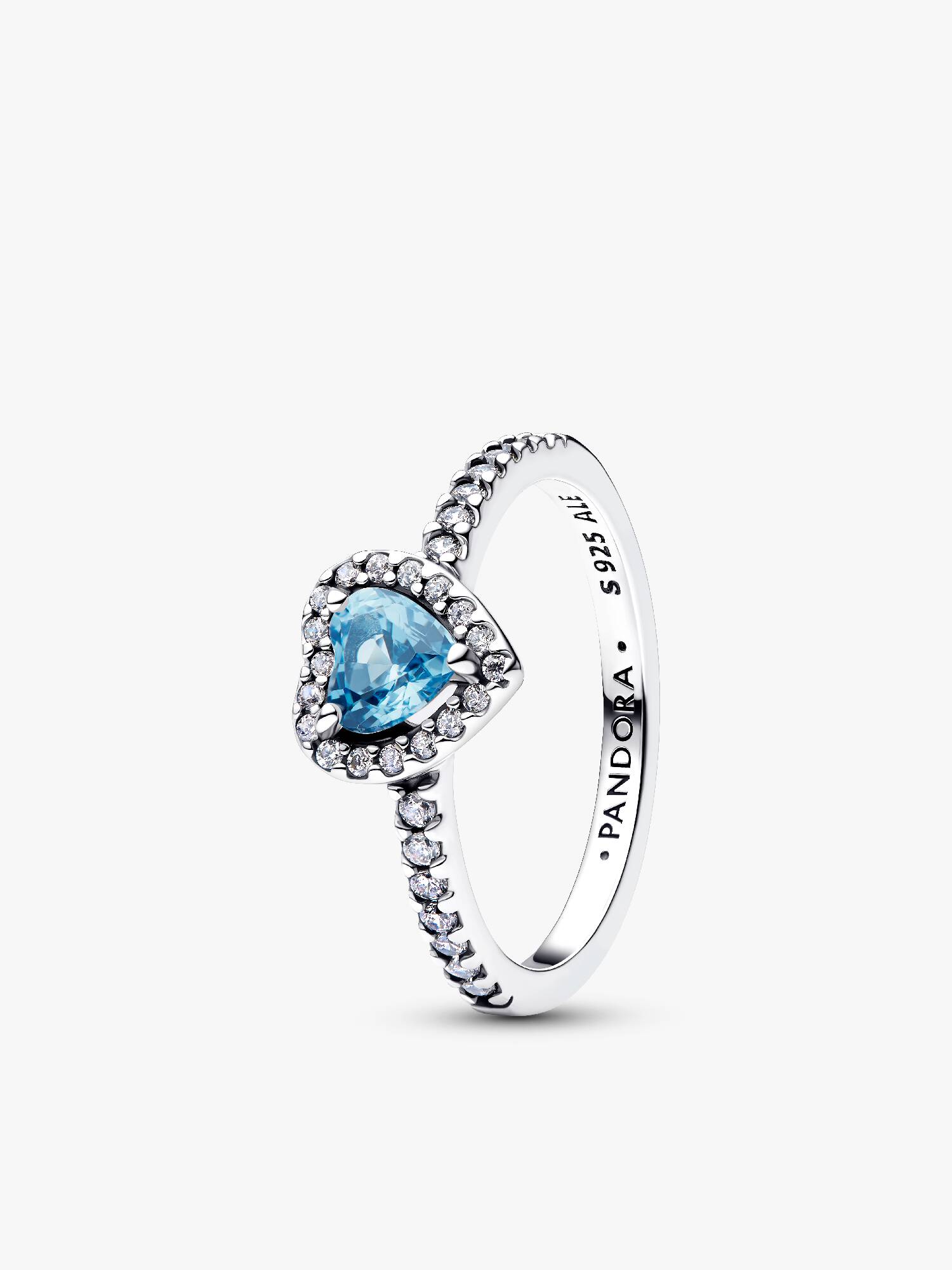 March Crystal Birthstone Elevated Light Blue Heart Ring