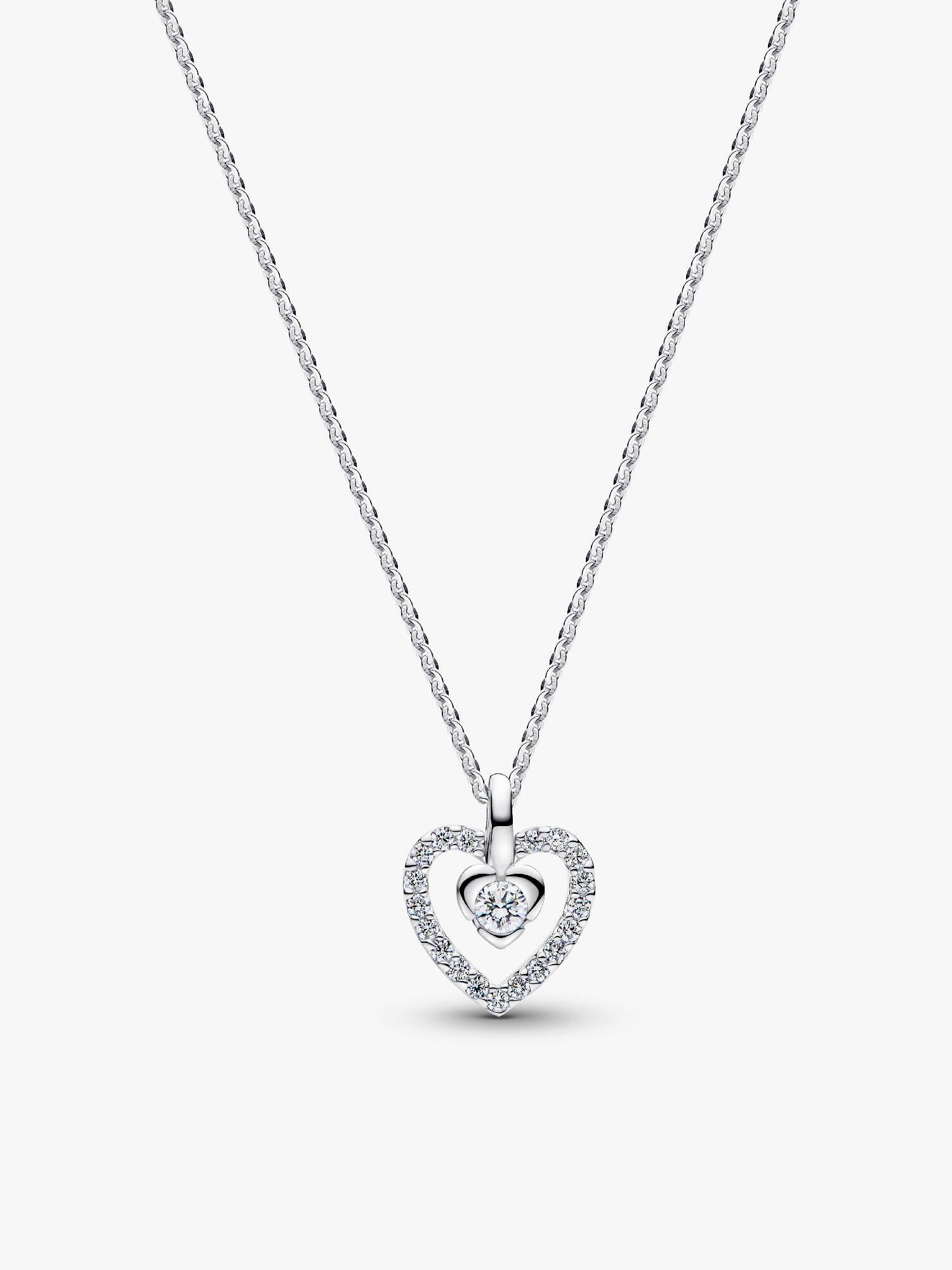 Sterling Silver Lab-Grown Diamond Heart Pendant Necklace