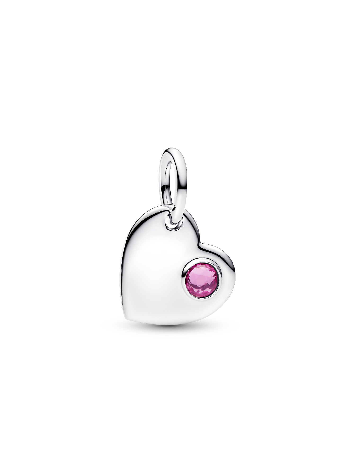 October Engravable Heart Pink Stone Dangle Charm