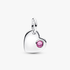 October Engravable Heart Pink Stone Dangle Charm October Engravable Heart Pink Stone Dangle Charm