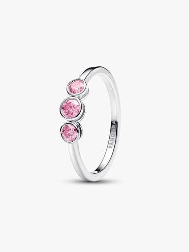 Pandora Era Bezel Sterling Silver Pink Lab-Grown Diamond Triple Stone Ring