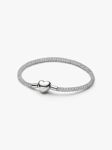 Heart Clasp Sparkling Mesh Bracelet