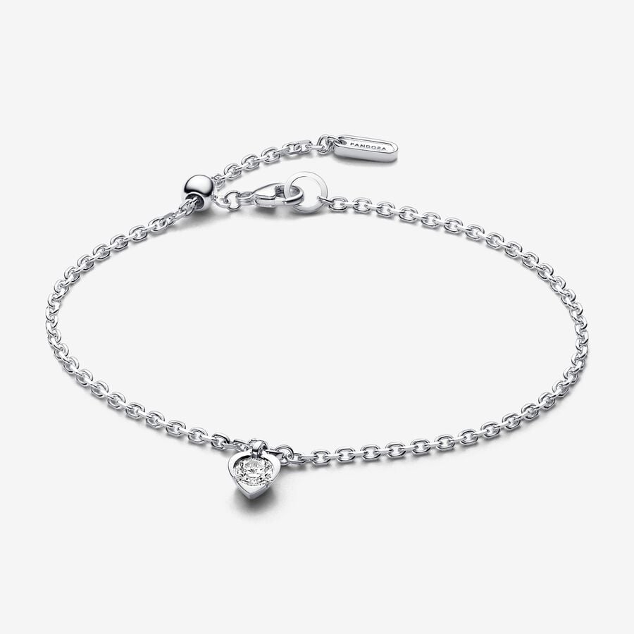 Pandora Talisman Sterling Silver Lab-grown Diamond Heart Chain Bracelet image number 0