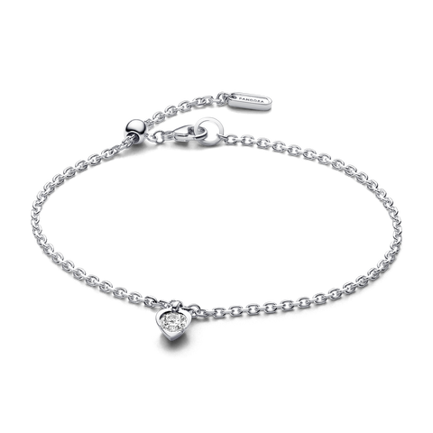 Pandora Talisman Sterling Silver Lab-grown Diamond Heart Chain Bracelet