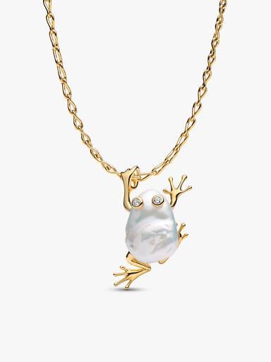 Baroque Pearl Frog Pendant Necklace set