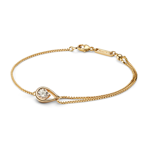 Pandora Infinite 14k Gold Lab-grown Diamond Double Chain Bracelet