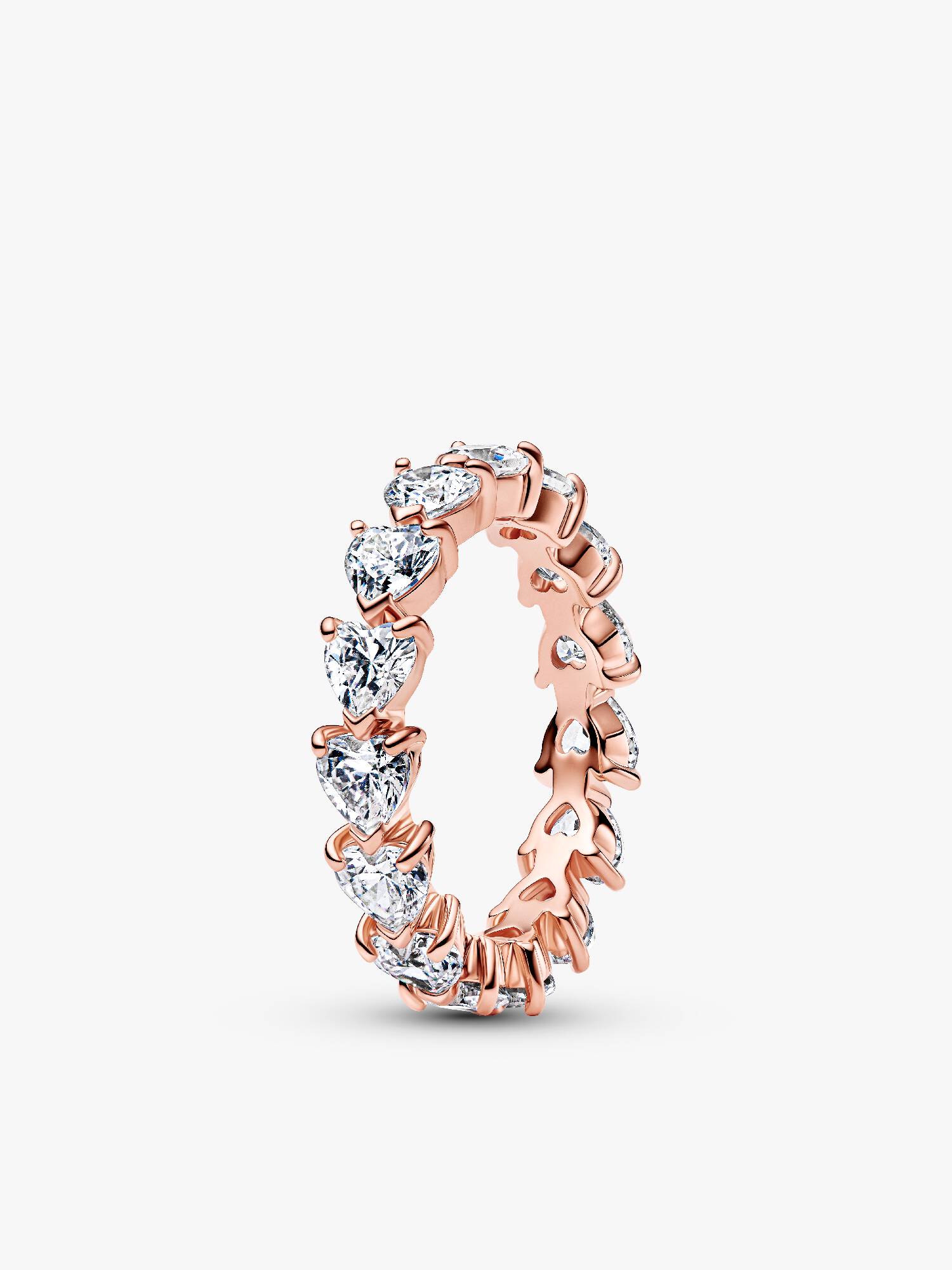 Hearts 14k rose gold-plated ring with clear cubic zirconia