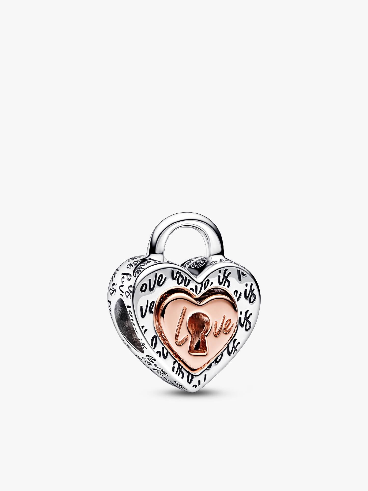 Two-tone Padlock Splittable Heart Charm