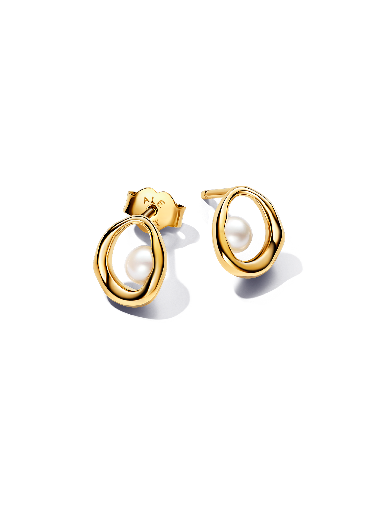 Organically Shaped Oval & Treated Freshwater Cultured Pearl Stud Earrings