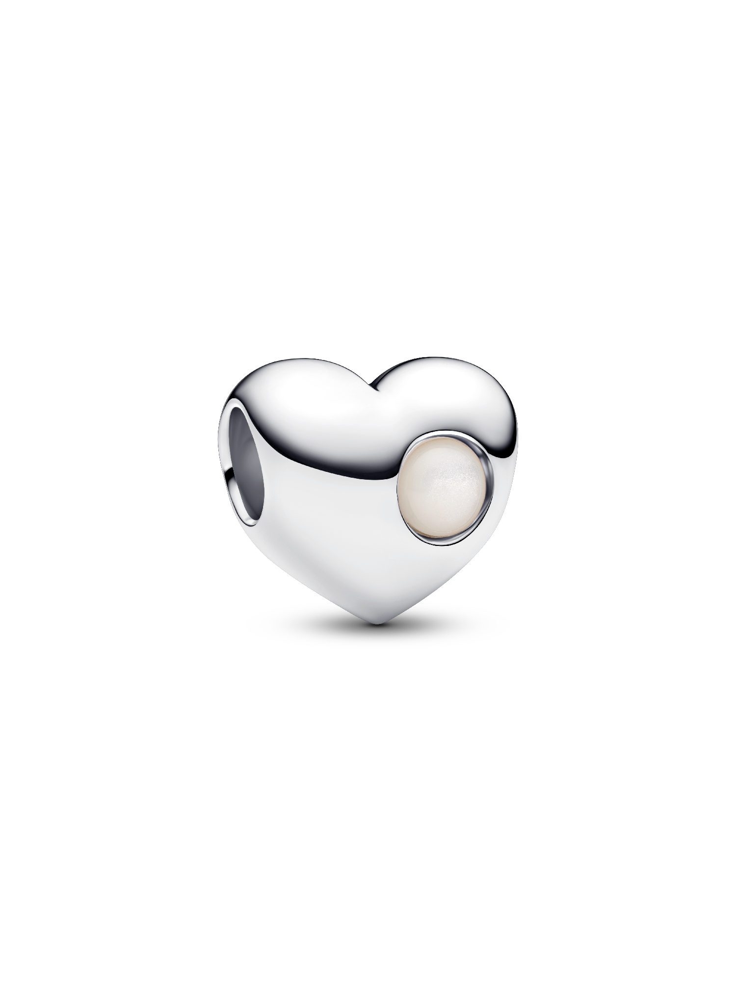 Engravable June Mother of Pearl Birthstone Heart Charm