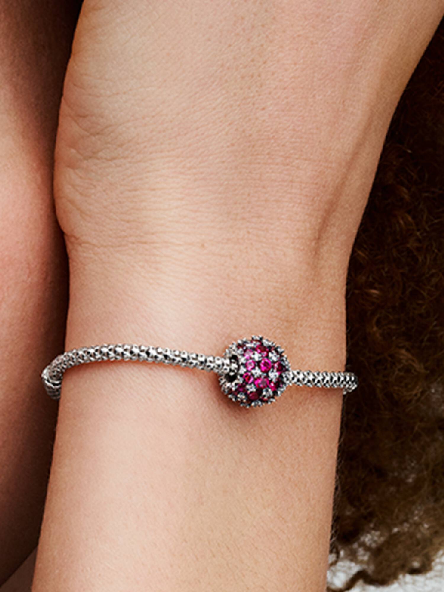 Sparkling Pavé Round Pink Charm