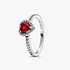 July Crystal Birthstone Elevated Red Heart Ring July Crystal Birthstone Elevated Red Heart Ring