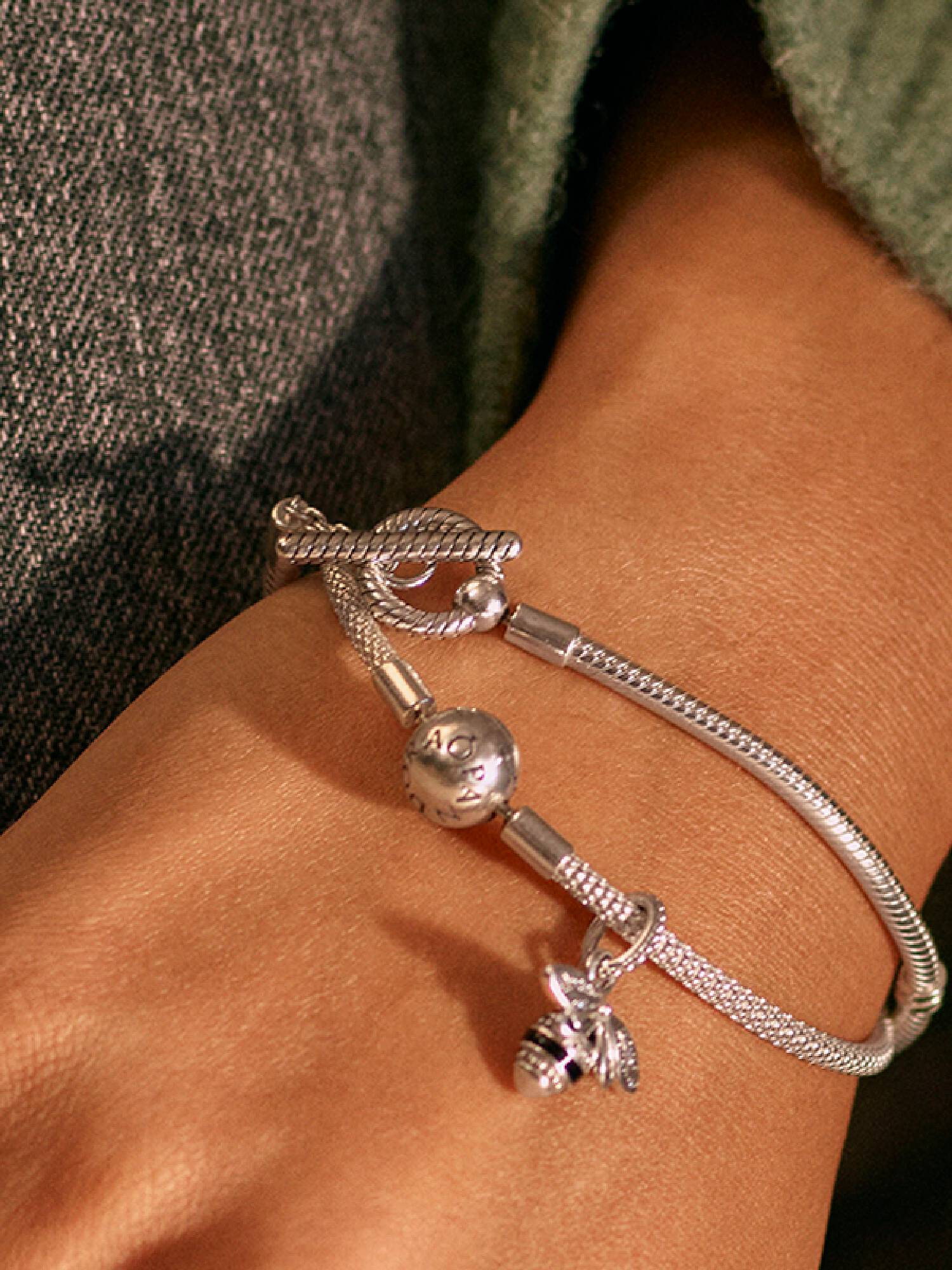 Pandora Moments T-Bar Snake Chain Bracelet