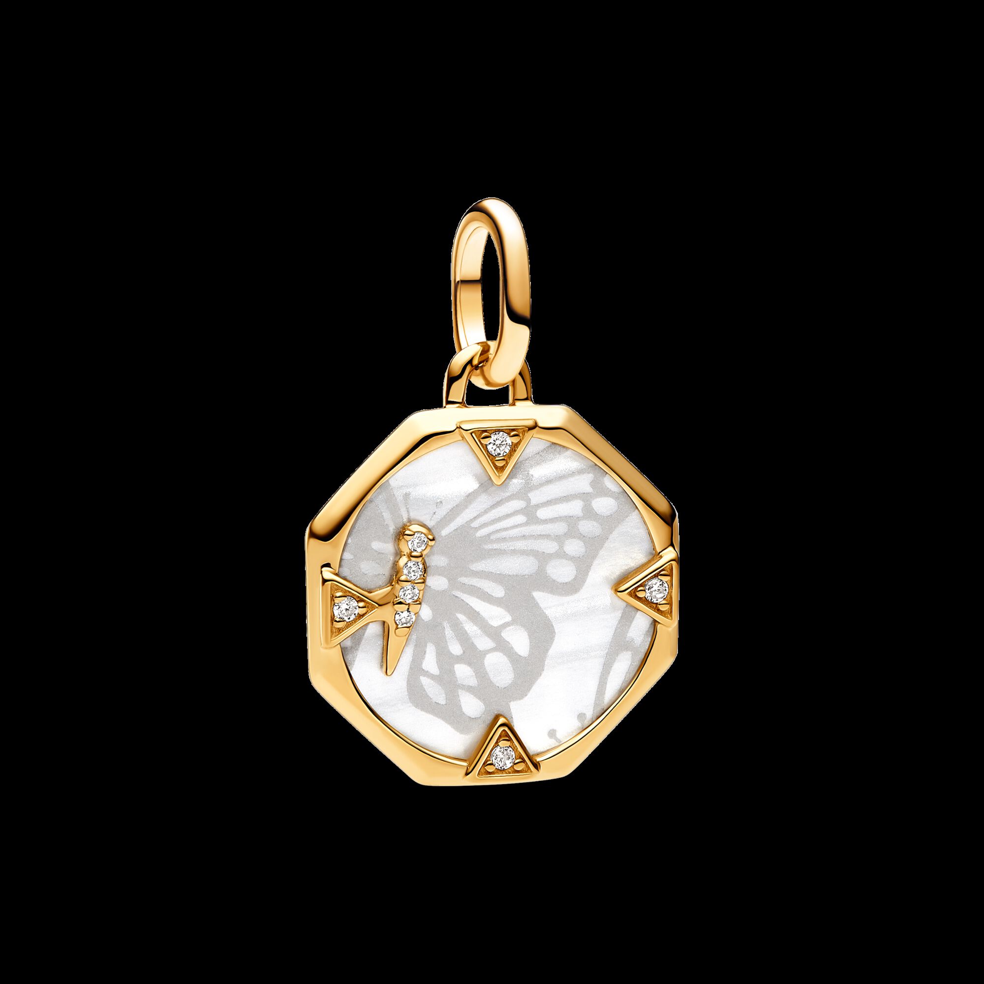 Pandora ME Pearlescent Butterfly Medallion Charm | Gold plated 