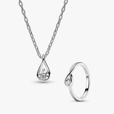 Pandora Infinite Sterling Silver Ring and Pendant Necklace Set