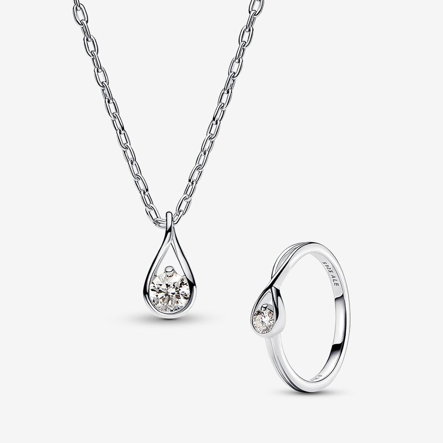 Pandora Infinite Sterling Silver Ring and Pendant Necklace Set image number 0