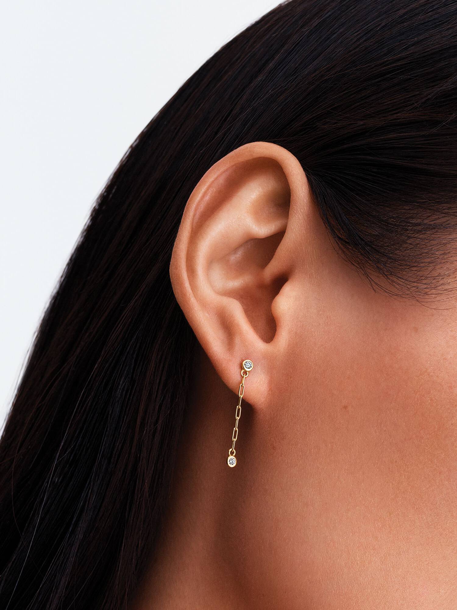 Pandora Era Bezel Lab-Grown Diamond Paperclip Chain Drop Earrings