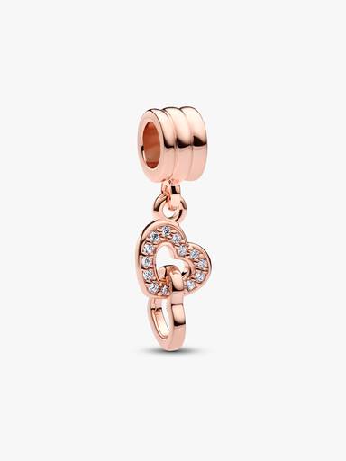 Hearts 14k rose gold-plated dangle with clear cubic zirconia
