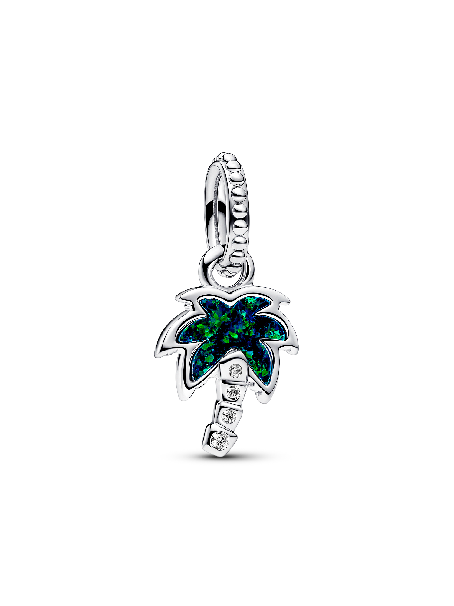 Opalescent Green Palm Tree Dangle Charm