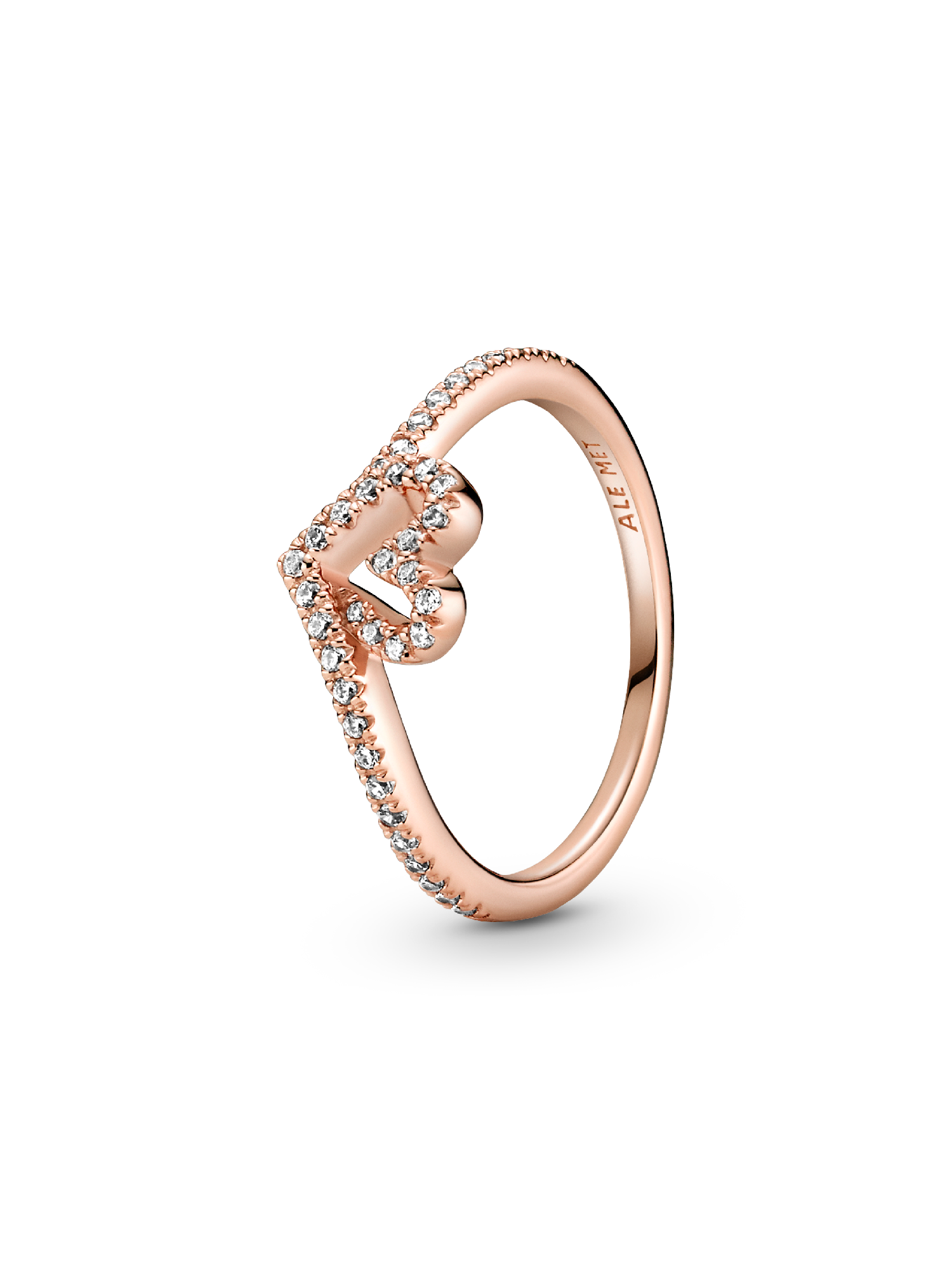 Sparkling Wishbone Heart Ring