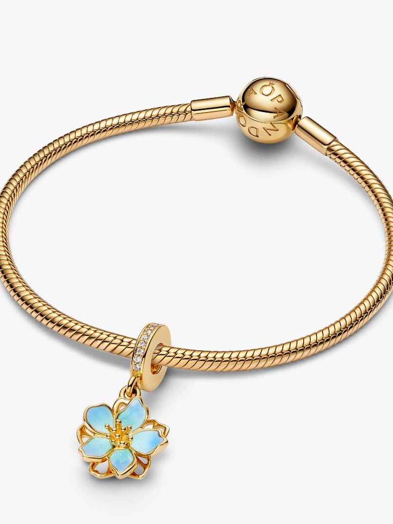 390770c01 Blue Blossom Dangle Charm | Pendant | Gold plated | Pandora AU