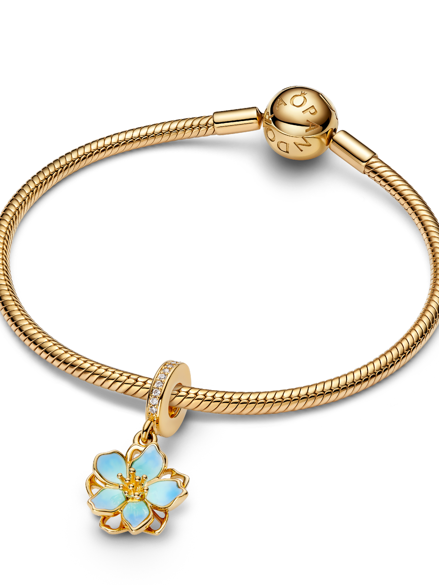 Blue Blossom Dangle Charm | Pendant | Gold plated | Pandora AU