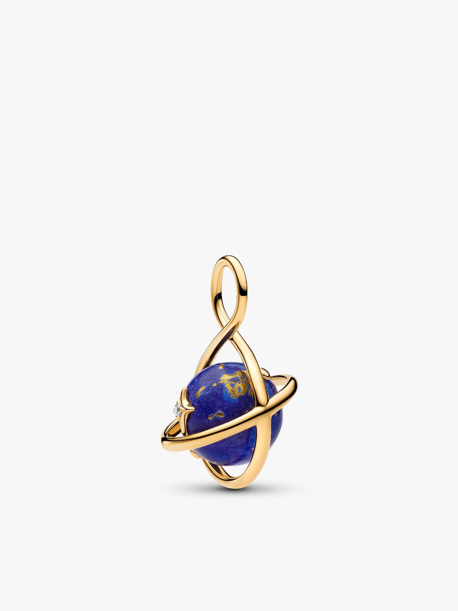 Spinning Celestial Blue Planet Dangle Charm