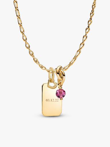 October Crystal Birthstone Engravable Necklace Set